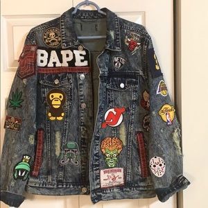 Custom 1 of 1 denim Patch distressed Jacket